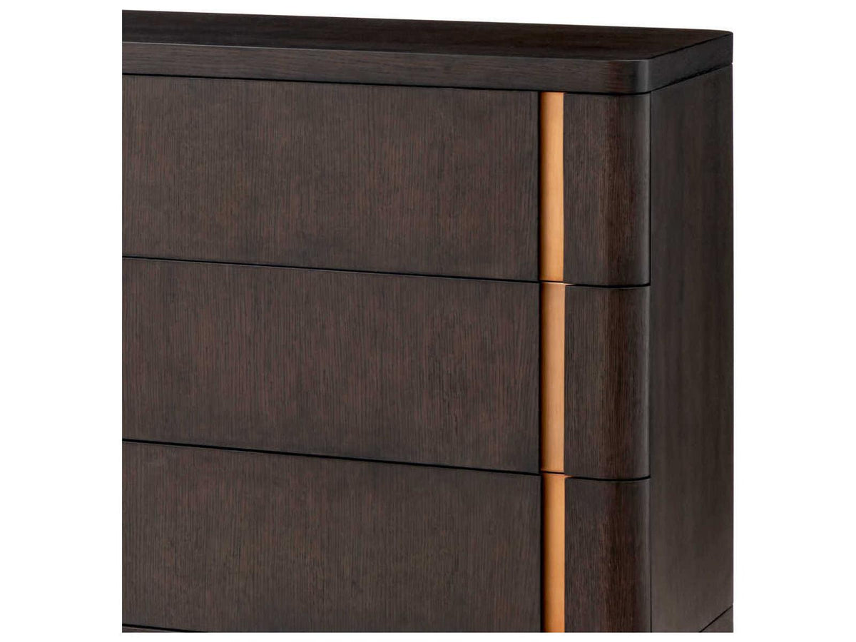 Modesto L Dresser in Mocha Oak Veneer with Brushed Brass Finish