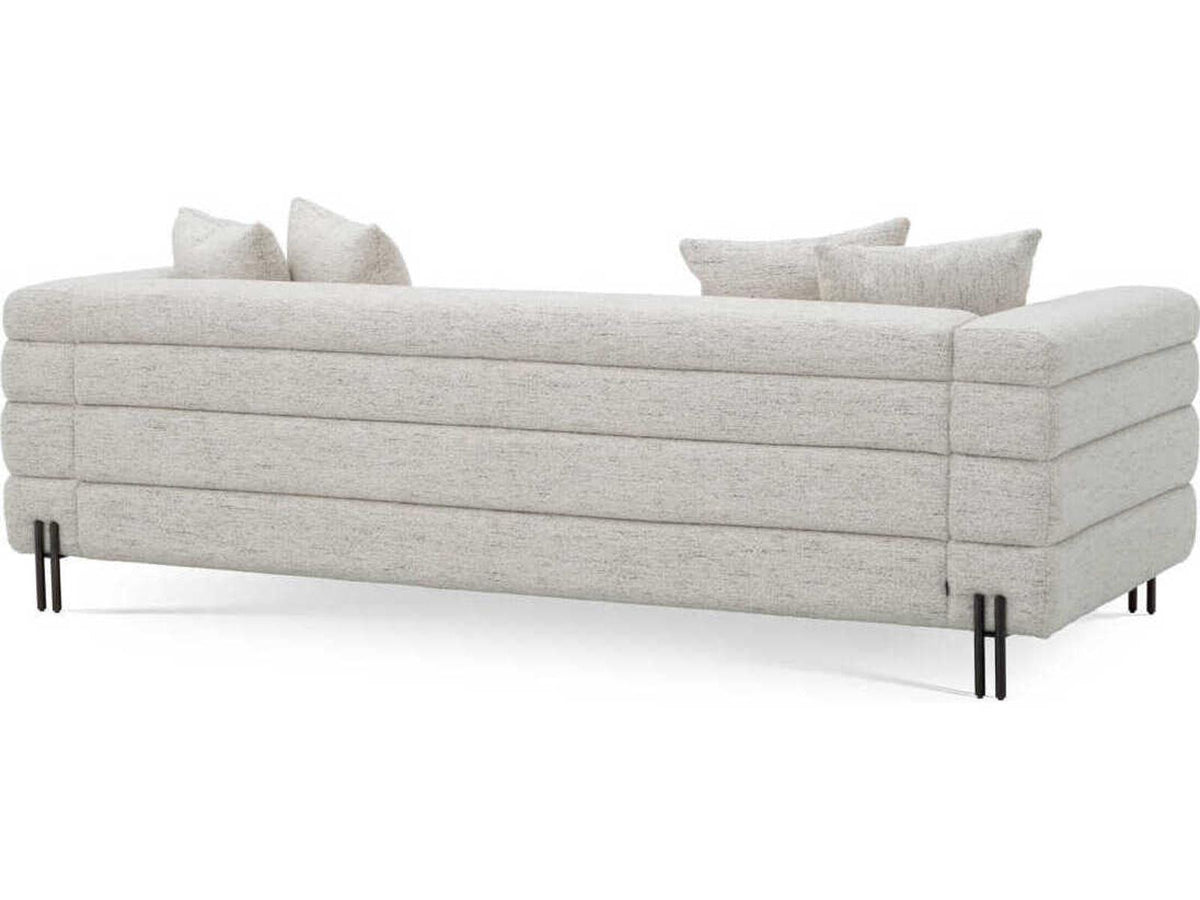 York 3-Seat Upholstered Sofa in Mademoiselle Beige with Brushed Brass Legs