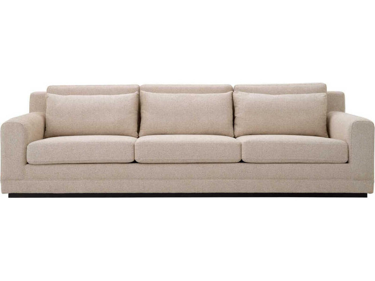 Manhattan 3-Seat Palmer Beige Fabric Sofa with Black Base