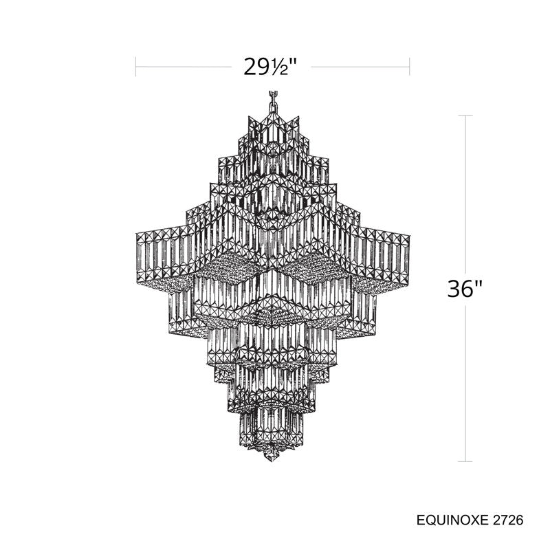 Equinoxe 45 Light 29.5in x 36in Pendant in Polished Gold with Clear Optic Crystals