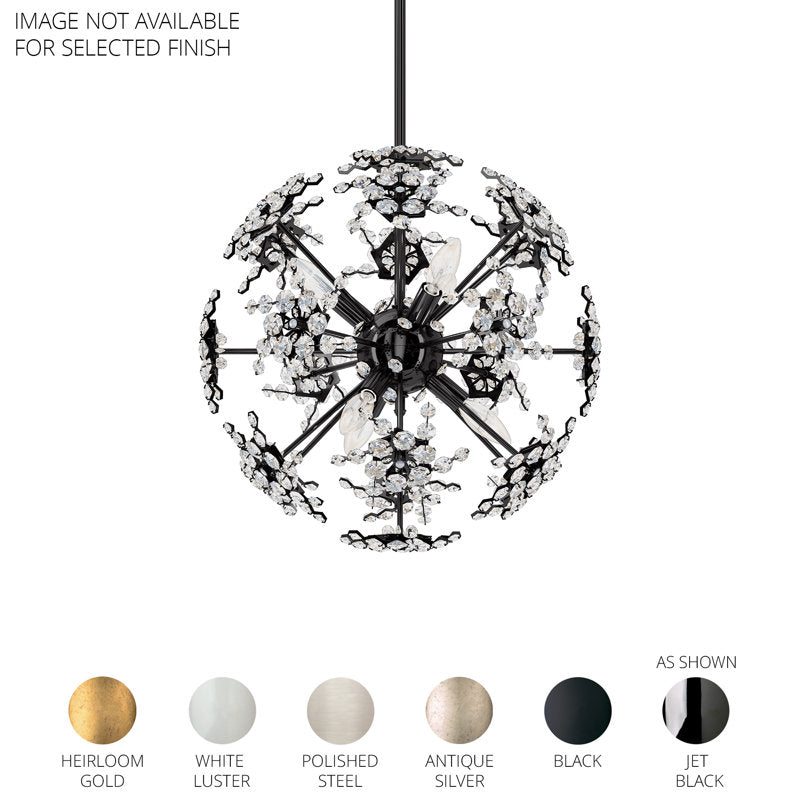 Esteracae 6 Light 18in x 18in Pendant in Antique Silver with Clear Radiance Crystals