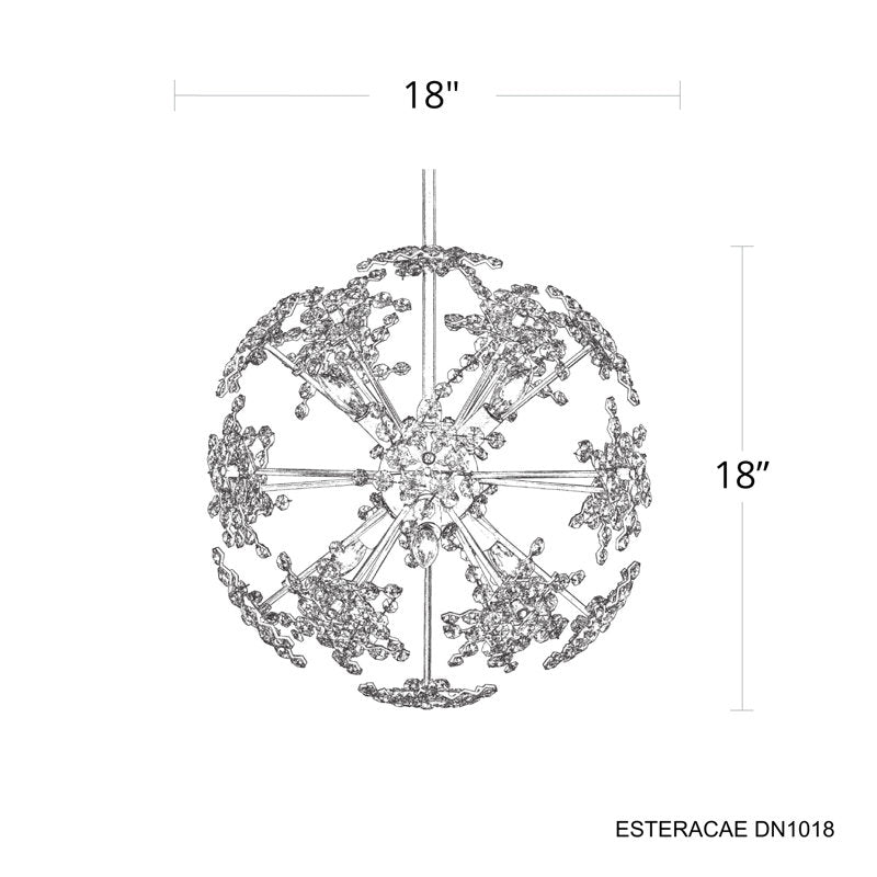 Esteracae 6 Light 18in x 18in Pendant in Antique Silver with Clear Radiance Crystals