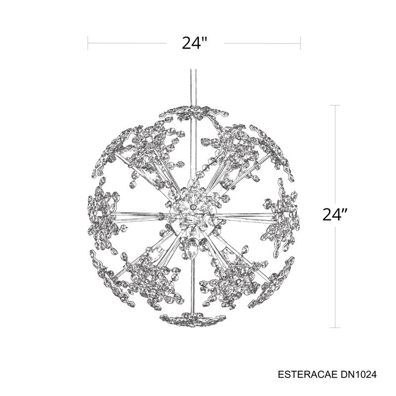 Esteracae 6 Light 24in x 24in Pendant in Heirloom Gold with Clear Radiance Crystals