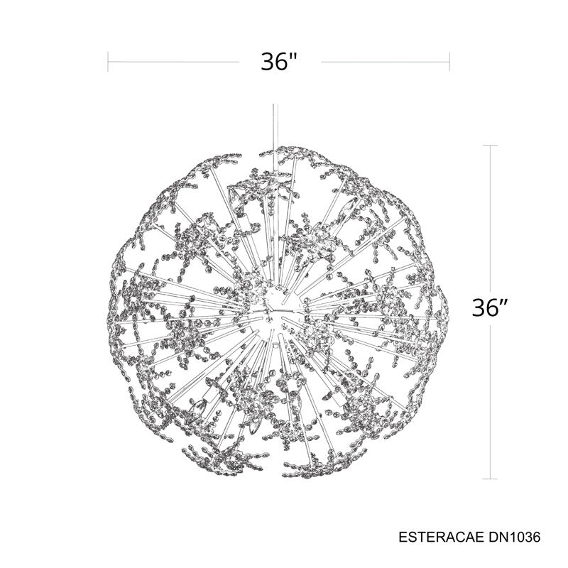 Esteracae 8 Light 36in x 36in Pendant in Black with Clear Radiance Crystals