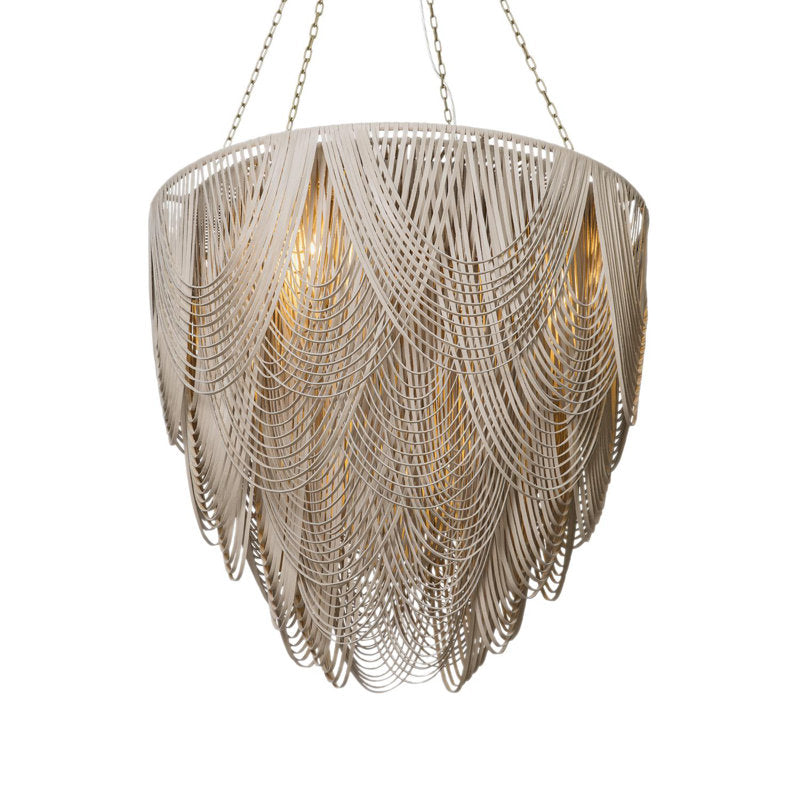 Extra Large Leather Fringe Flushmount Chandelier