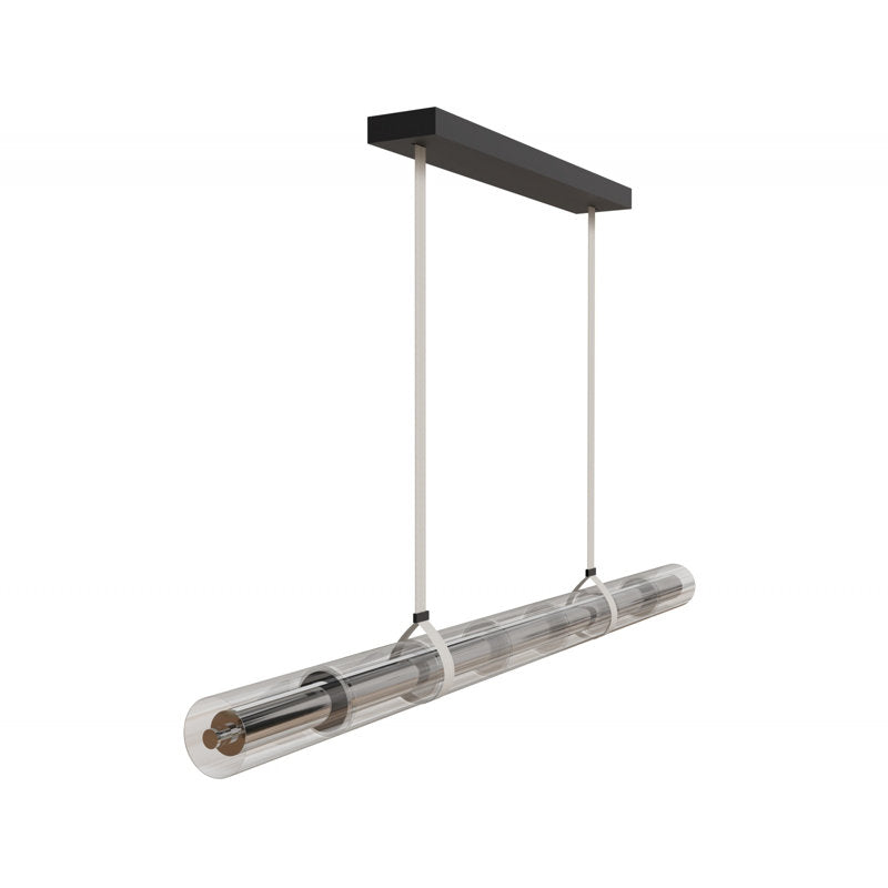 Fremont 64"W Tubular Led Pendant In Ivory/Clear Glass