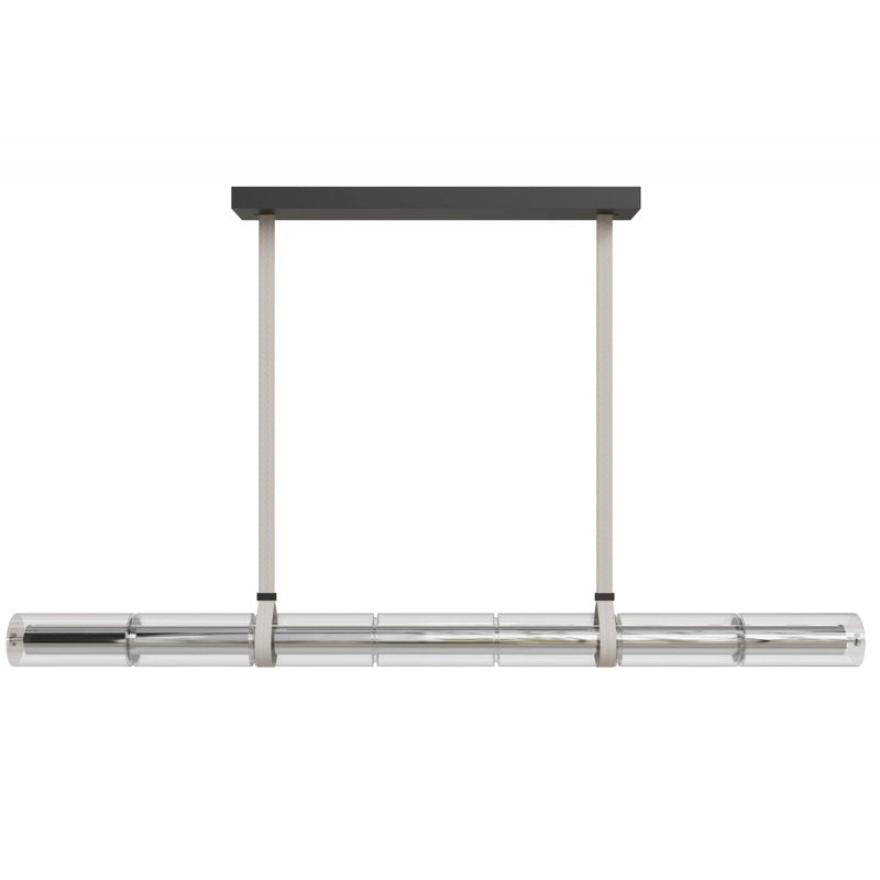 Fremont 64"W Tubular Led Pendant In Ivory/Clear Glass