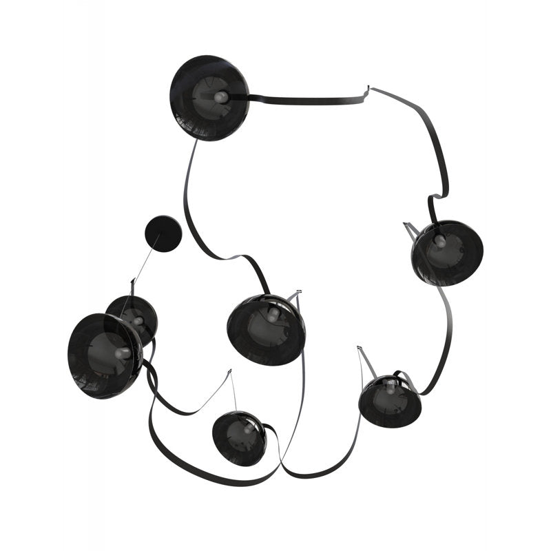 Fremont belt 7-light 826"l Pendant In Ivory/smoked Glass Bowls