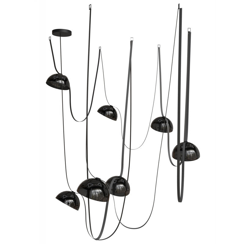 Fremont belt 7-light 826"l Pendant In Ivory/smoked Glass Bowls