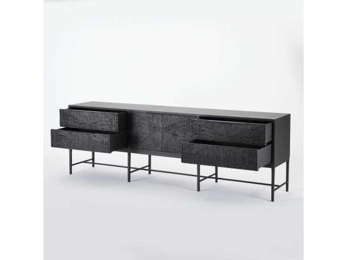 Kyoto 86-Inch Black Gmelina Wood Media Cabinet