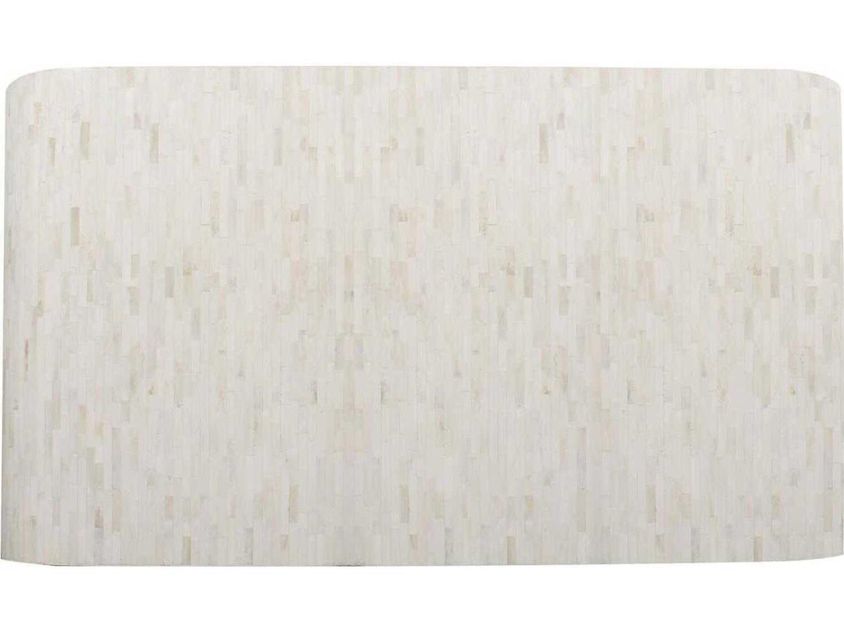 Michelina Rectangular Textured White Coffee Table with Brass Accents