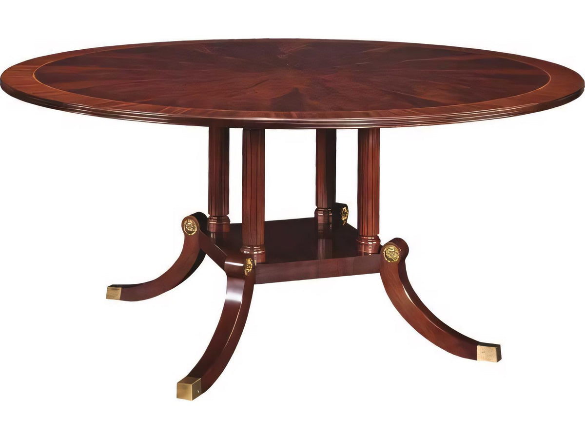 Round Wood Dining Table with Pedestal Base