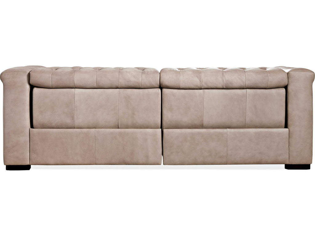Savion Power Reclining Leather Sofa with Power Headrests in Giovanni Taupe
