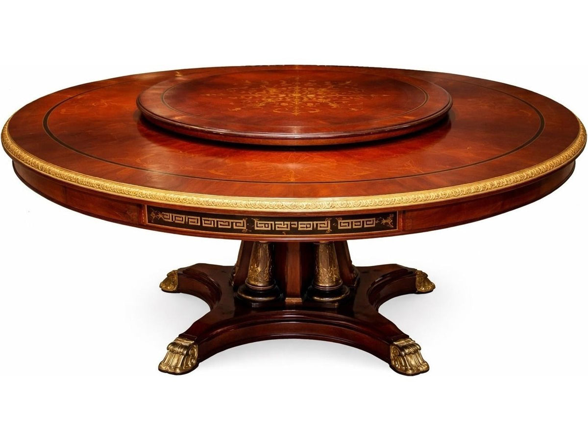 E-16 Round Wood Dining Table with Curved Legs