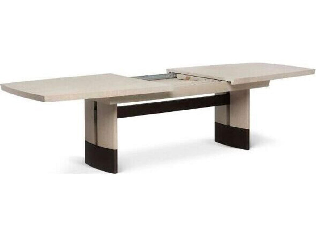 Boynton Rectangular Oak Wood Extendable Dining Table with Classic Bronze Base
