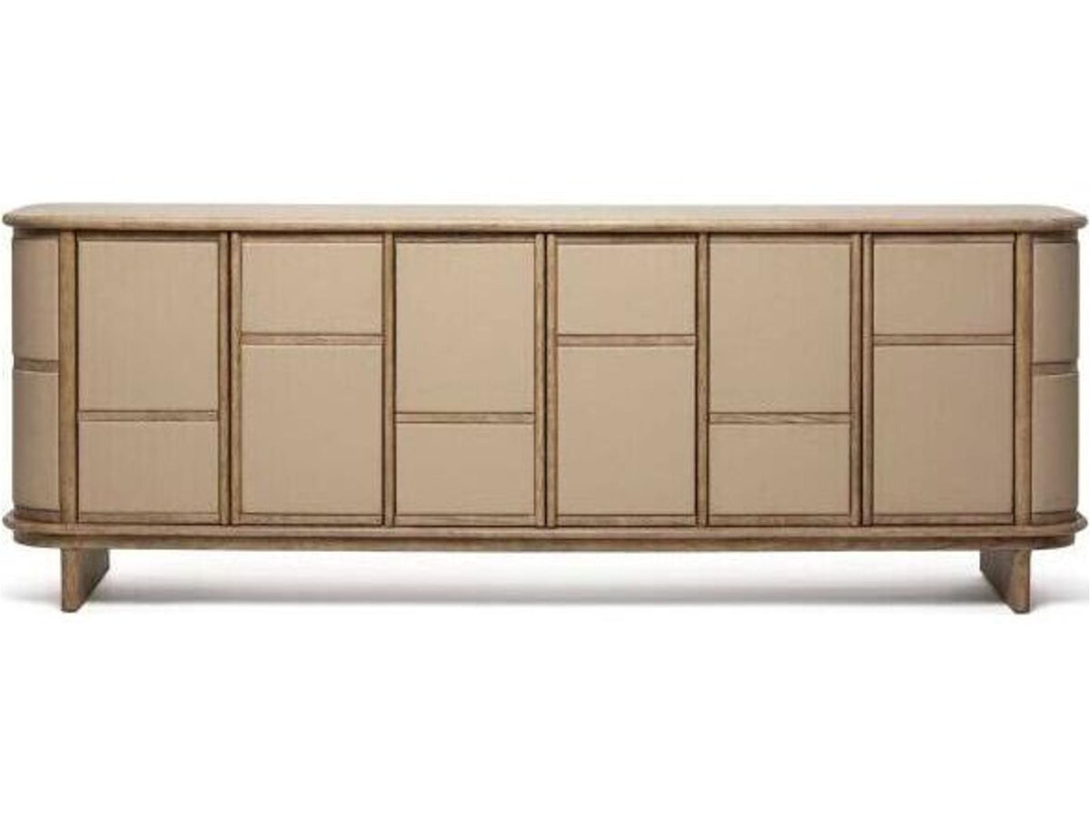 Guilford 84 Inch Media Console Washed Taupe Cream Latte