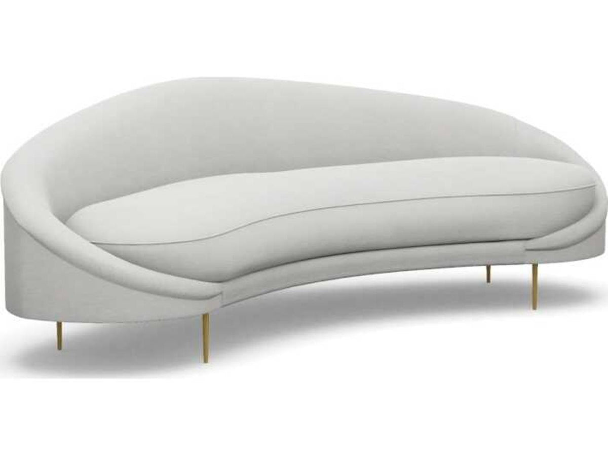 Ava 3-Seat Faux Leather Sofa in Fresco Beige with Polished Brass Frame