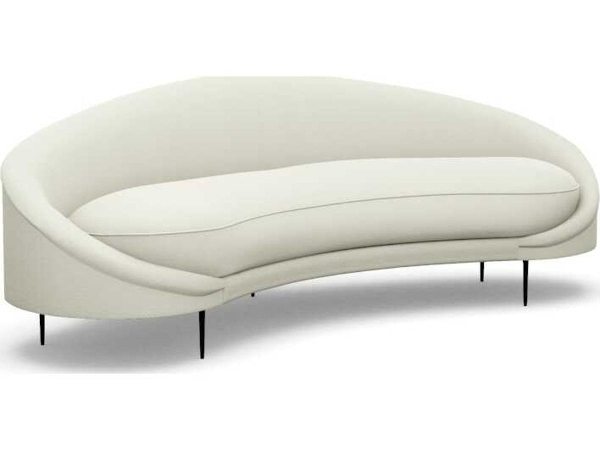Ava Pure White Upholstered Right Sofa with Polished Brass Base