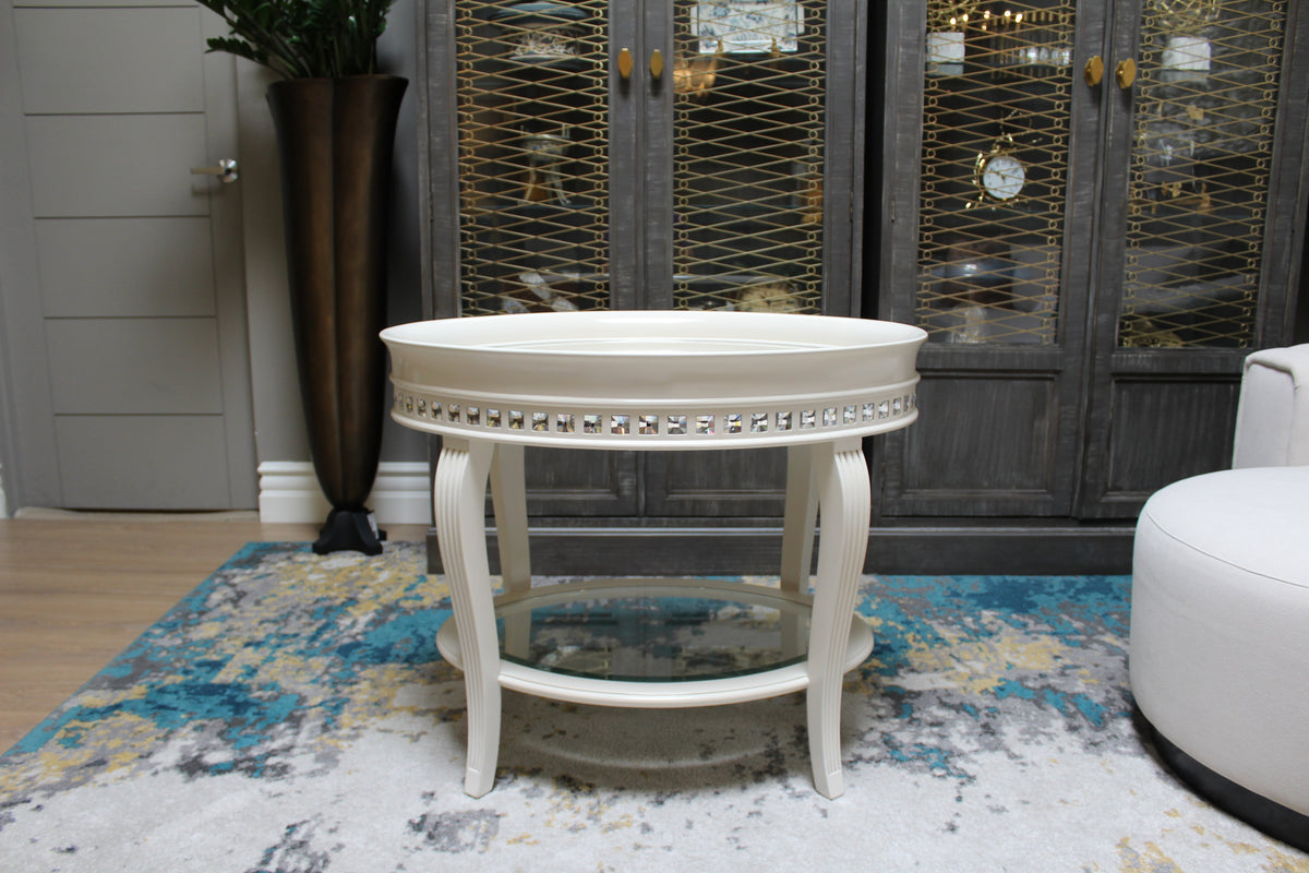Marge Carson Crystal Side Table Floor Sample