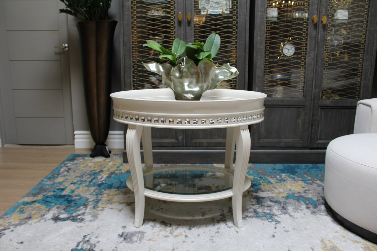 Marge Carson Crystal Side Table Floor Sample