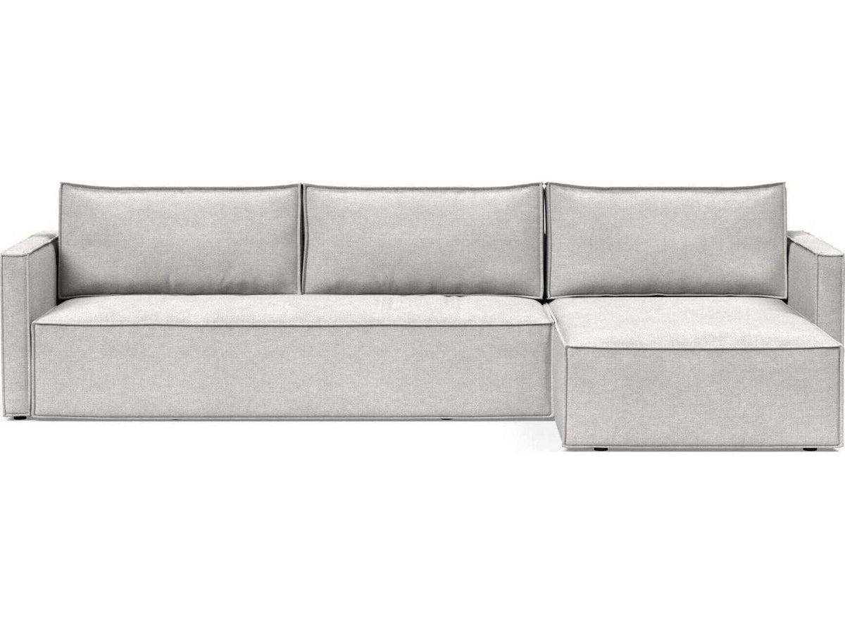 Living Newilla Adario Fog Gray Upholstered Sectional Sofa Bed with Lounger and Slim Arms