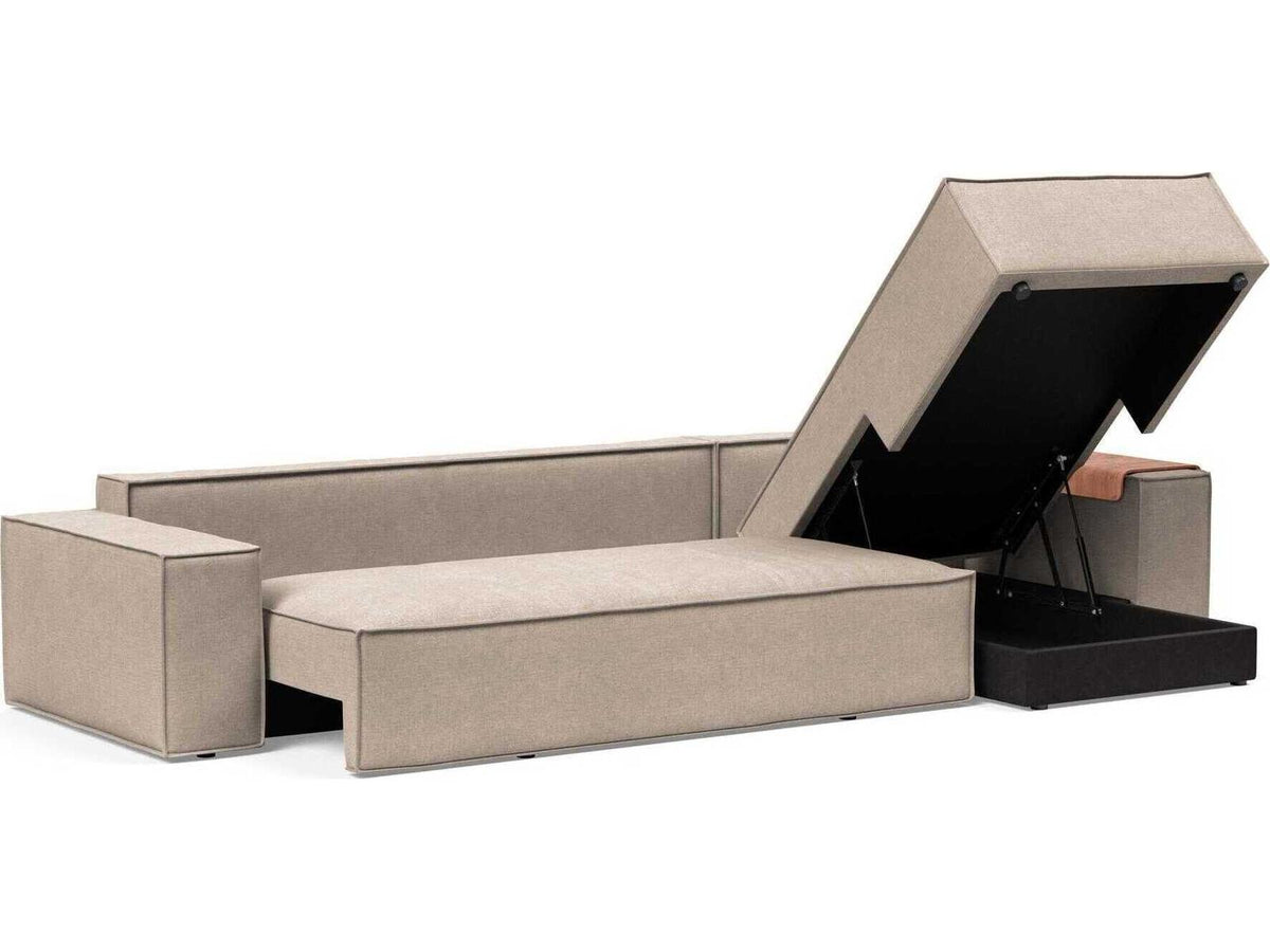 Living Newilla Wide Arm Sectional Sleeper Sofa in Adario Taupe