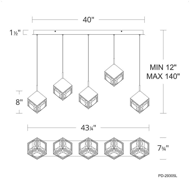 Ice Cube Linear Multi-Light 4-CCT Pendant