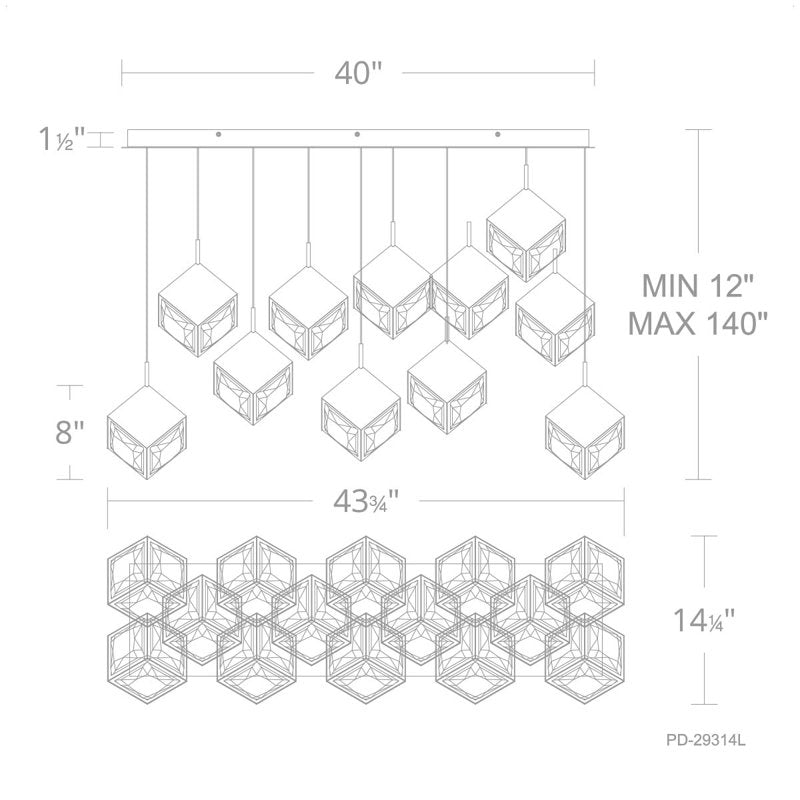 Ice Cube Linear Multi-Light 4-CCT Pendant