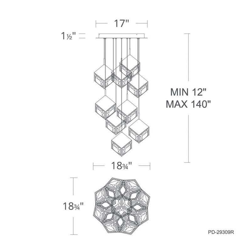 Ice Cube Round Multi-Light 4-CCT Pendant