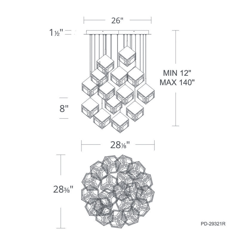 Ice Cube Round Multi-Light 4-CCT Pendant