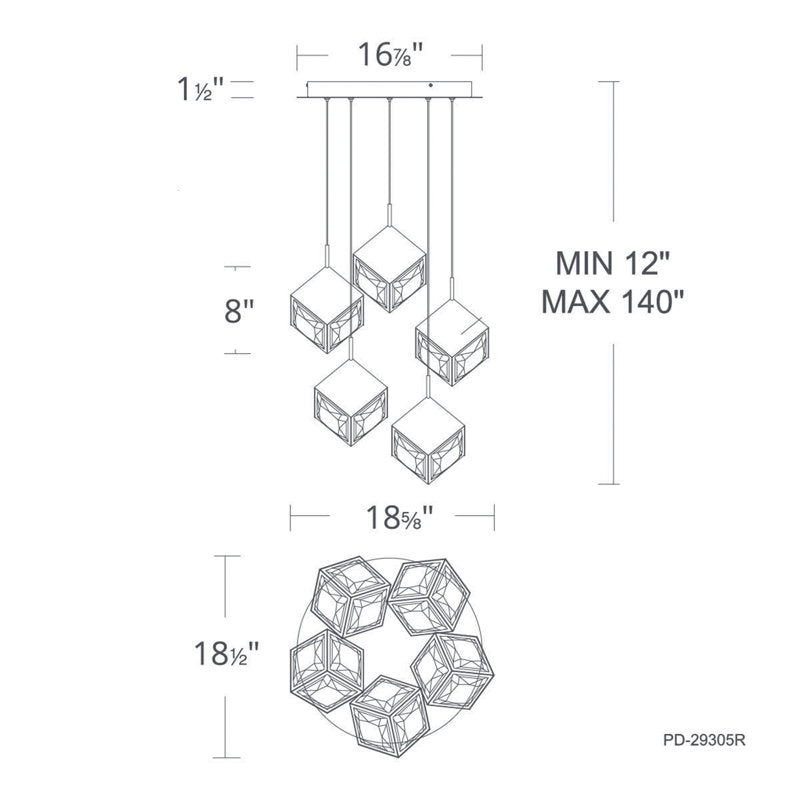 Ice Cube Round Multi-Light 4-CCT Pendant