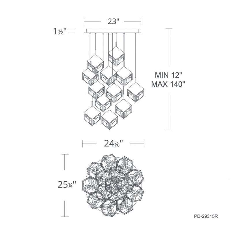 Ice Cube Round Multi-Light 4-CCT Pendant