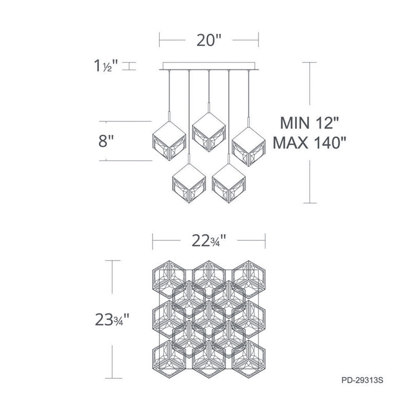 Ice Cube Square Multi-Light 4-CCT Pendant