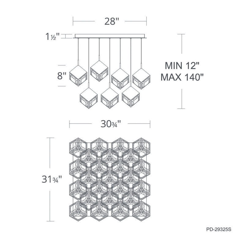 Ice Cube Square Multi-Light 4-CCT Pendant