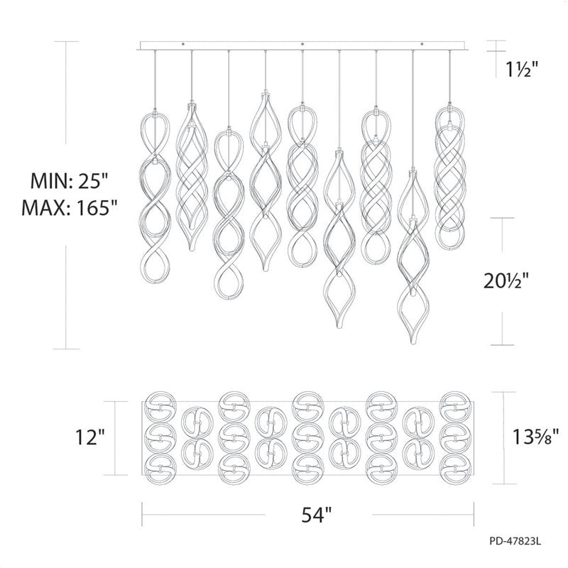 Interlace Linear Multi-Light 4-CCT Pendant