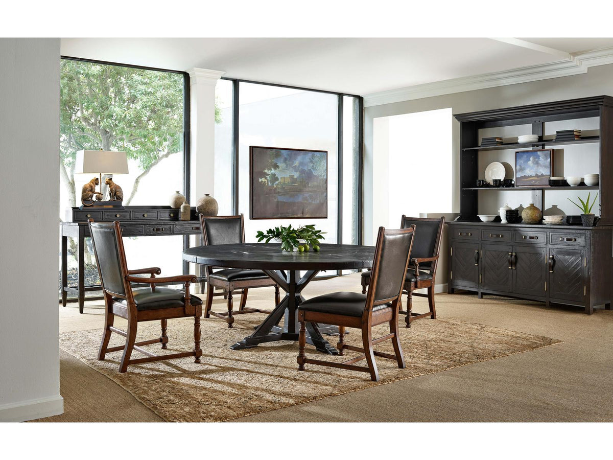 JC Casual 72-Inch Round Driftwood Dining Table with Lazy Susan