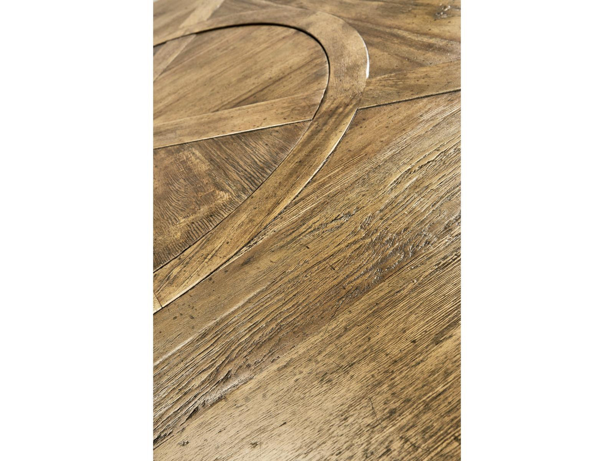 JC Casual 72-Inch Round Driftwood Dining Table with Lazy Susan