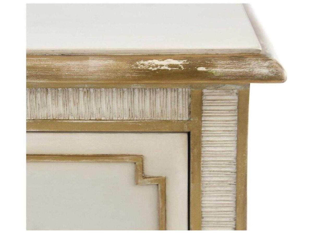 Mark McDowell Vallejo 2-Drawer Nightstand in Distressed Gold and Beluga