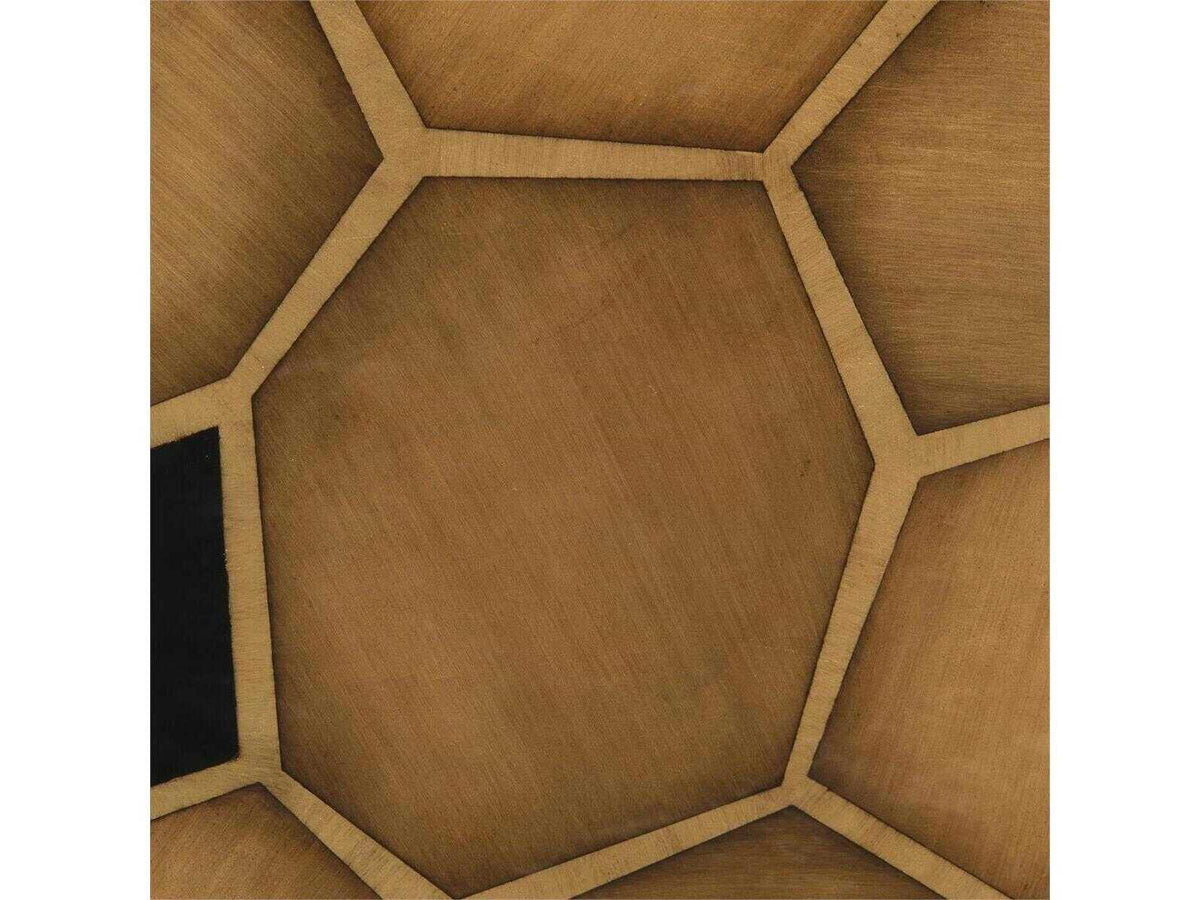 Honeycomb Black Glass Credenza with Gold Framing