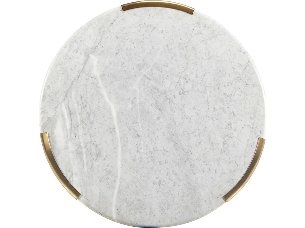 Chloe Round Marble Top Coffee Table in Polished Brass and White Carrara