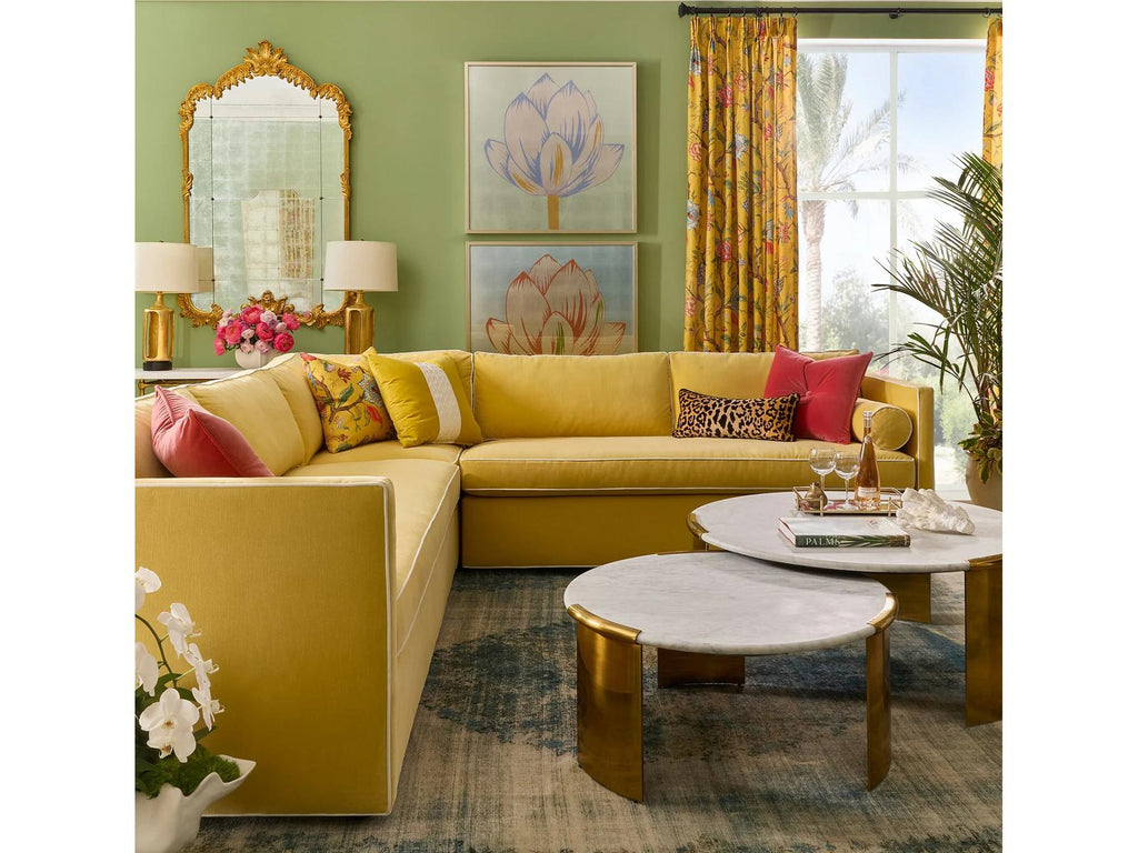 Chloe Round Marble Top Coffee Table in Polished Brass and White Carrara