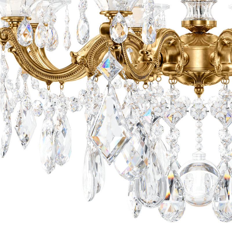 La Scala 8 Light 25in x 28.5in Chandelier in Florentine Bronze with Clear Radiance Crystals