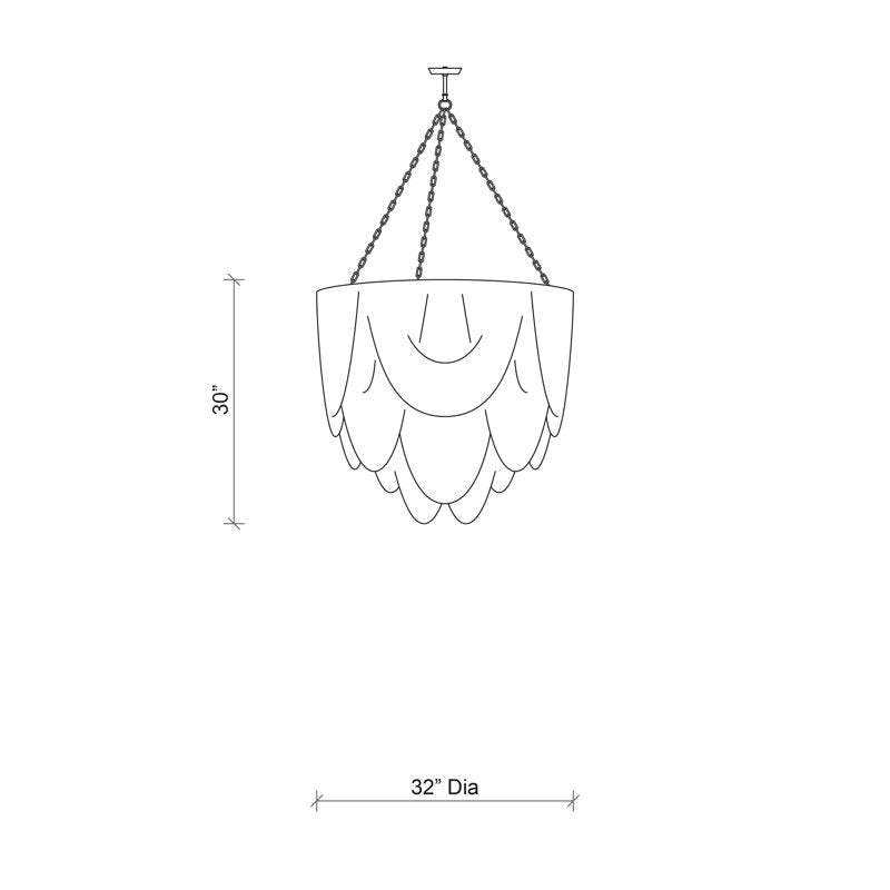 Large Leather Fringe Flushmount Chandelier