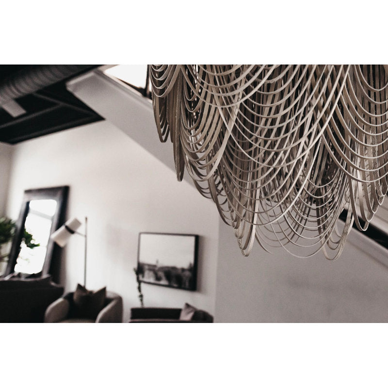 Large Leather Fringe Flushmount Chandelier
