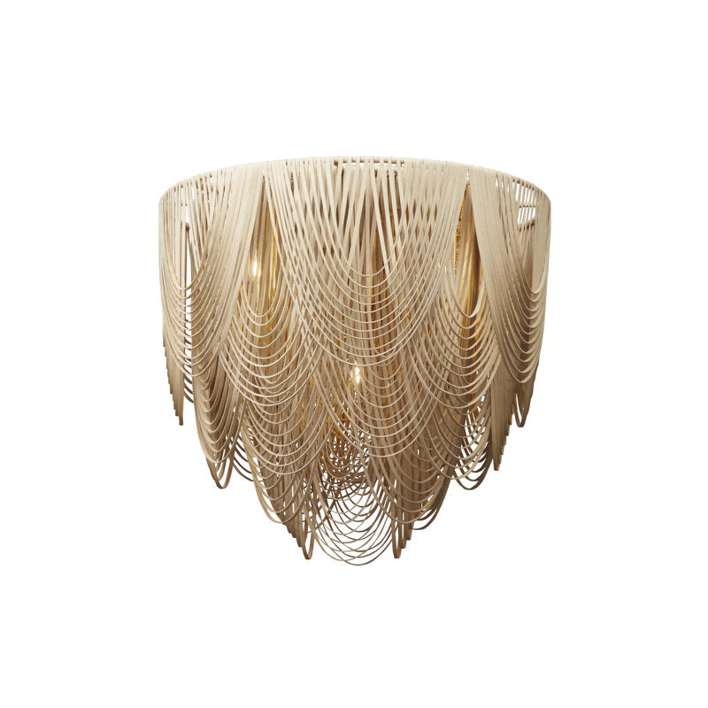 Large Leather Fringe Flushmount Chandelier