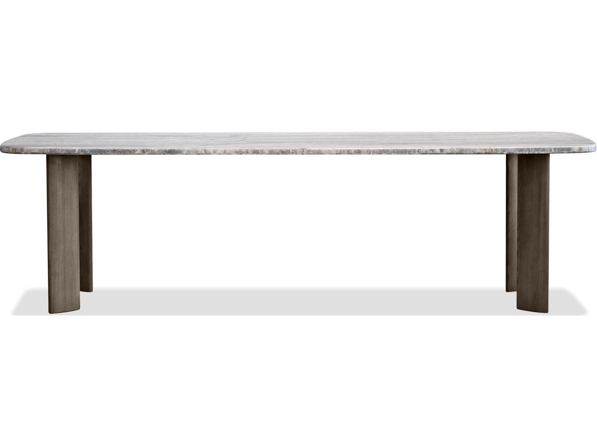 Shoku Rectangular Silver Grey Travertine Marble Top Dining Table