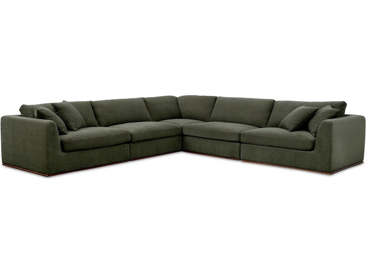 Rue 5-Piece Modular Upholstered Sectional Sofa in Dark Green