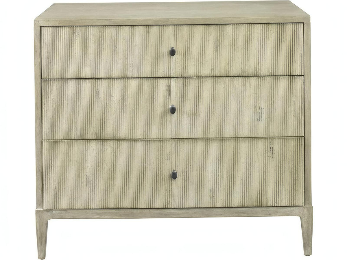 The Reedy 3-Drawer Nightstand in Beige Ash Wood