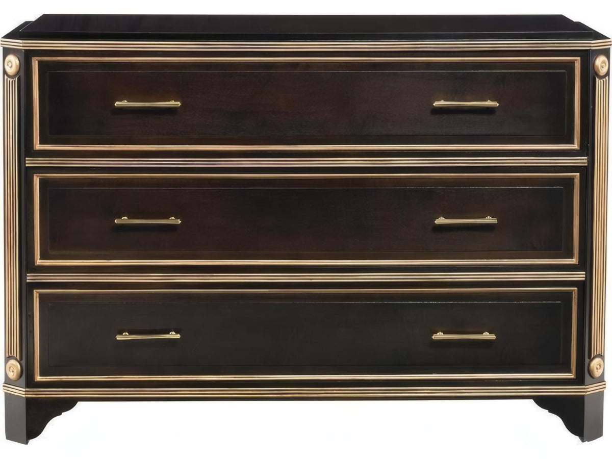 Directoire 3-Drawer Wood Dresser with Brass Hardware
