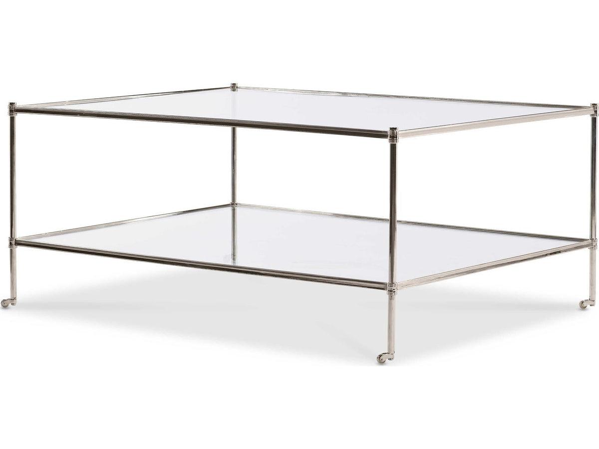 Nova Rectangular Coffee Table in Polished Nickel and Glass